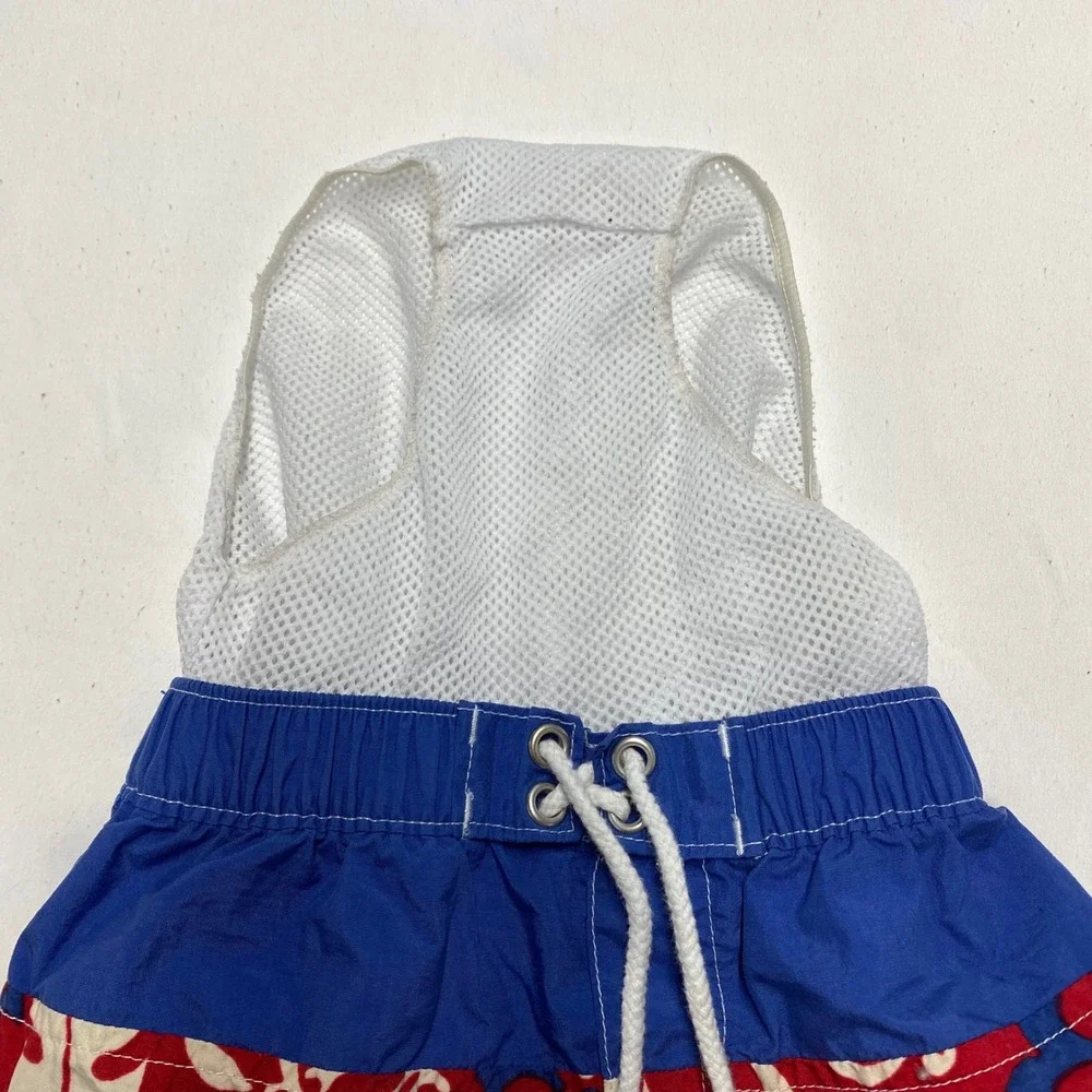 Baby Gap Factory Blue Red Hibiscus Floral Swim Trunks Boys 12-18M Vintage 2002